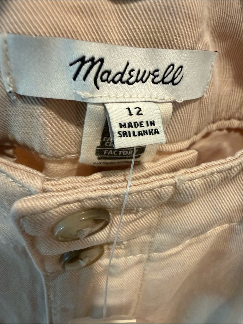 Madewell Neutral Tan High-Waist Button Front Trousers